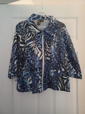 Sportelle Blue Animal-Print Utility Jacket